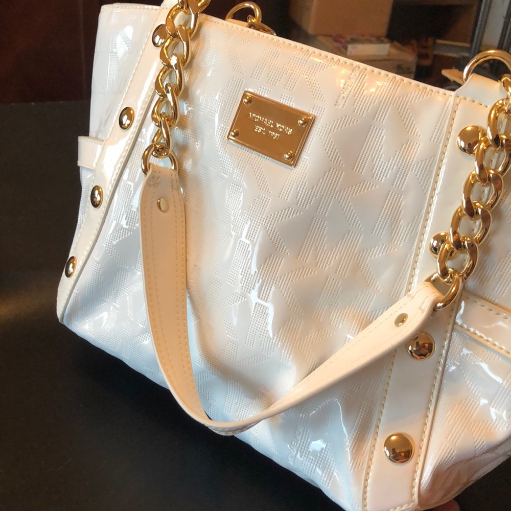 Michael Kors tote white Gold tone hardware NWT